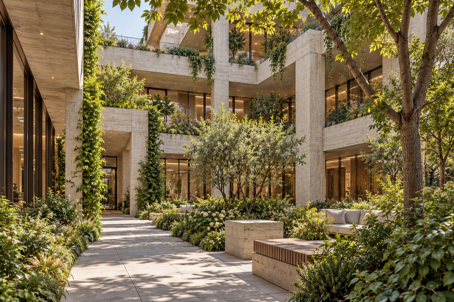 Concept: planted interior courtyard at C8