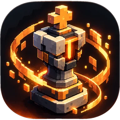 App icon concept: a stone king wrapped in an ember ribbon